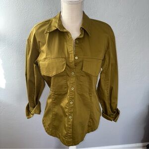 Zara Olive Utility Style Button-Up Shirt size large